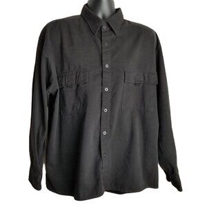 Claudio Nucci Mens Button Up Black Utility Long Sleeve Shirt XXL Workwear